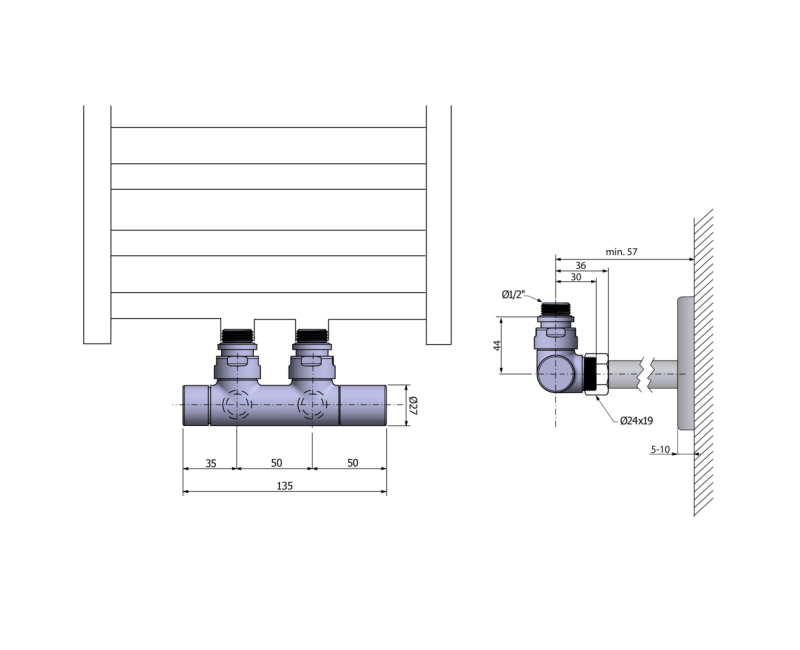 Комплект для подключения SAPHO TWIN BLACK матово-черный CP4101BS
