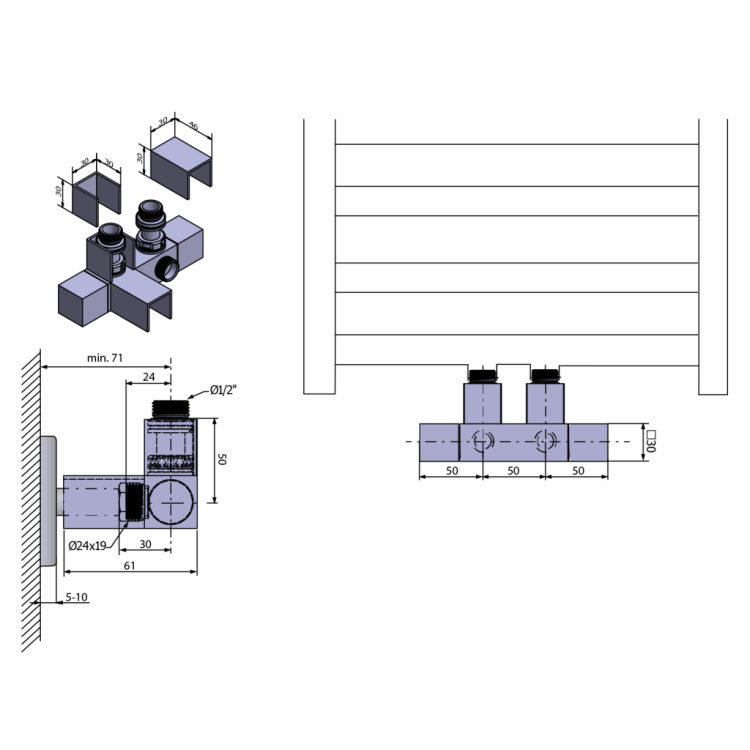 Savienojumu komplekts SAPHO Cube Twin 50 mm atstarpe, hroms CP581S Savienojumu komplekts SAPHO Cube Twin 50 mm atstarpe, hroms CP581S