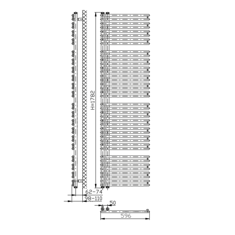 Dvieļu žāvētājs / Radiators AQUALINE Tubini 60x178cm, 1001W, antracīta krāsā DC335T Dvieļu žāvētājs / Radiators AQUALINE Tubini 60x178cm, 1001W, antracīta krāsā DC335T