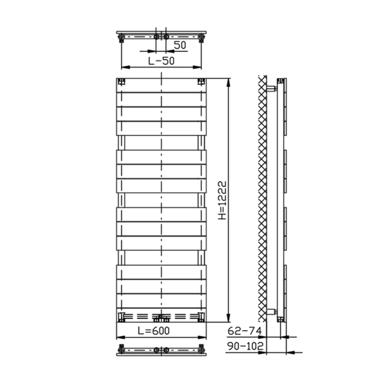 Dvieļu žāvētājs / Radiators AQUALINE Bondi 60x122cm, 669W, balts DC420T Dvieļu žāvētājs / Radiators AQUALINE Bondi 60x122cm, 669W, balts DC420T