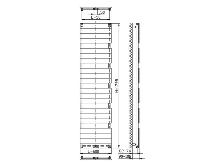 Полотенцесушитель / Радиатор AQUALINE Bondi 60x180см, 965Вт, белый DC450T