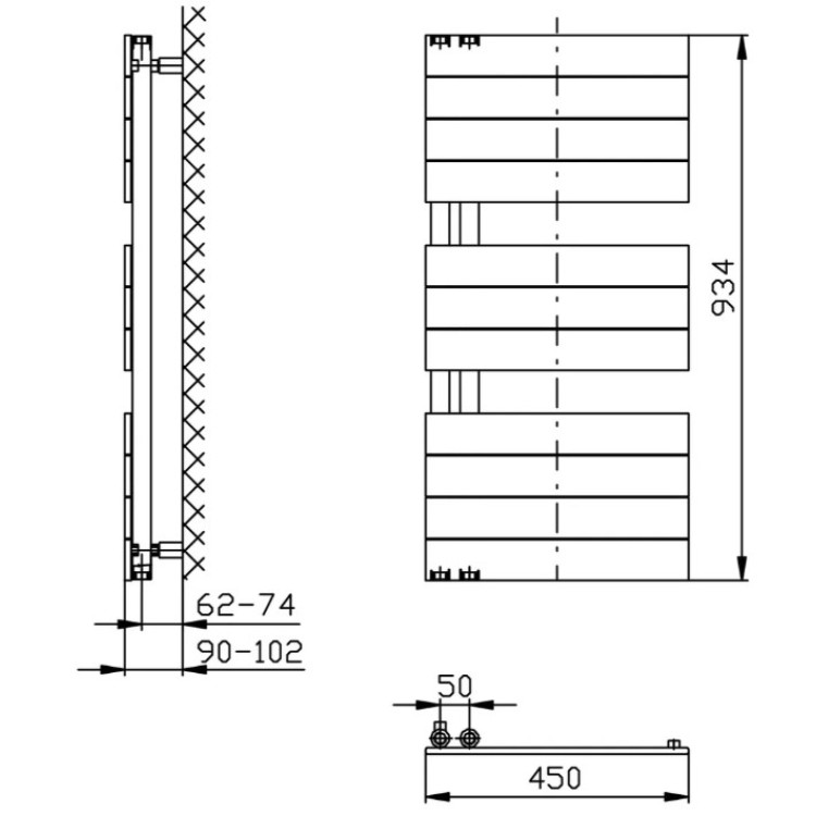 Dvieļu žāvētājs / Radiators AQUALINE Mili sildelements 45x93cm, 381W, balts DC600T Dvieļu žāvētājs / Radiators AQUALINE Mili sildelements 45x93cm, 381W, balts DC600T