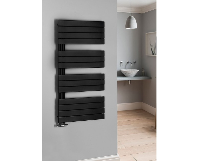 Полотенцесушитель / Радиатор AQUALINE Mili, 60x122см, 632Вт, черный матовый DC626T