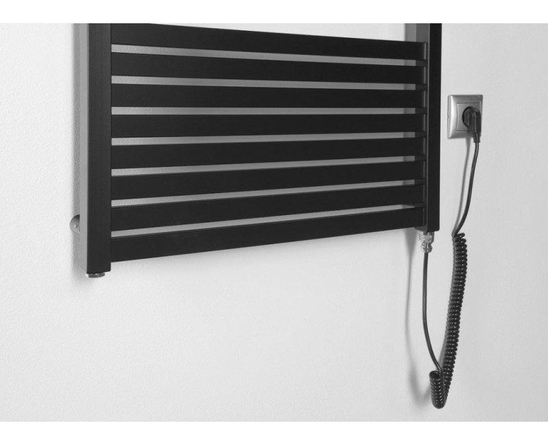 Полотенцесушитель / Радиатор AQUALINE TONDI-E электрический 169x45см, 600Вт, черный матовый DE446T