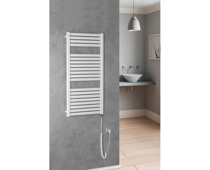 Полотенцесушитель / Радиатор AQUALINE Tondi-E электрический 45x97см, 300Вт, белый DE450T