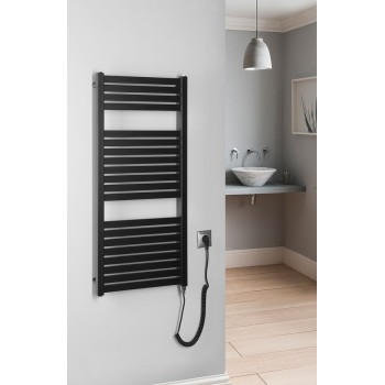 Dvieļu žāvētājs / Radiators AQUALINE Tondi-E elektriskais 45x97cm, 300W, matēti melns DE456T
