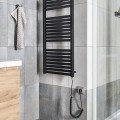 Полотенцесушитель / Радиатор AQUALINE Tondi-E электрический 45x97см, 300Вт, матовый черный DE456T