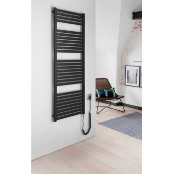 Dvieļu žāvētājs / Radiators AQUALINE Tondi-E elektriskais 45x133cm, 500W, matēti melns DE476T