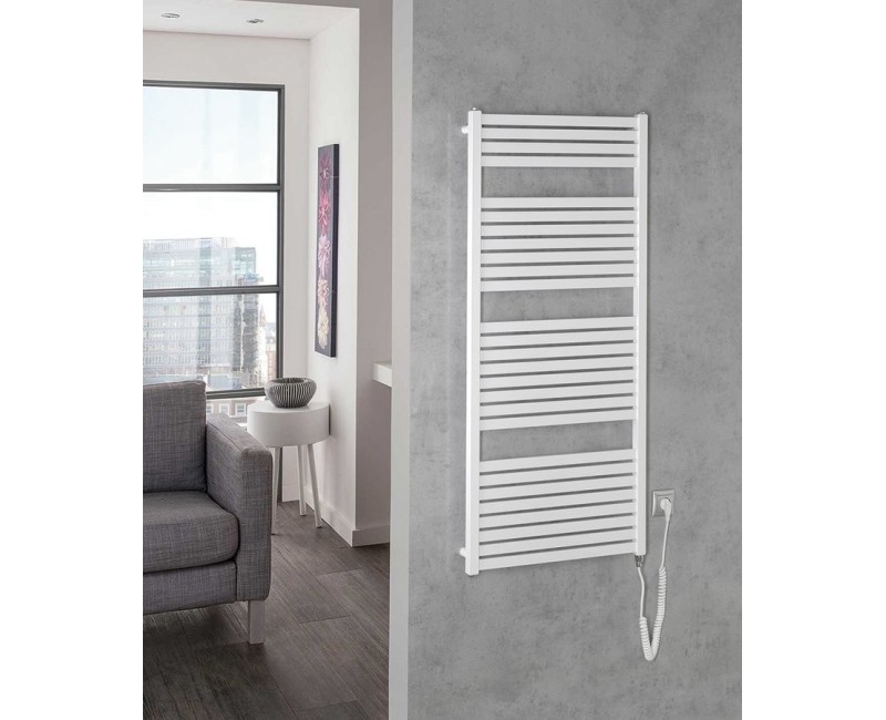 Dvieļu žāvētājs / Radiators AQUALINE Tondi-E elektriskais 60x133cm, 600W, balts  DE480T