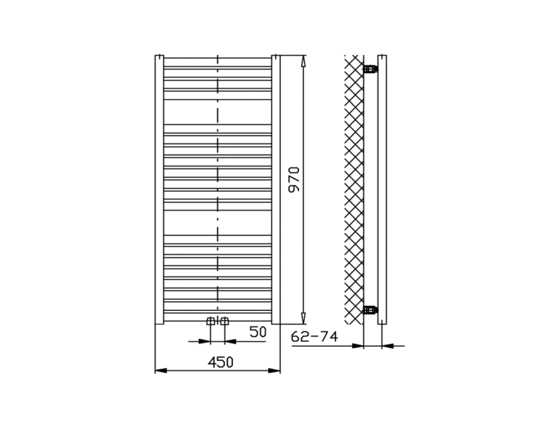 Полотенцесушитель / Радиатор AQUALINE Tondi 45x97см, матовый черный DT456T