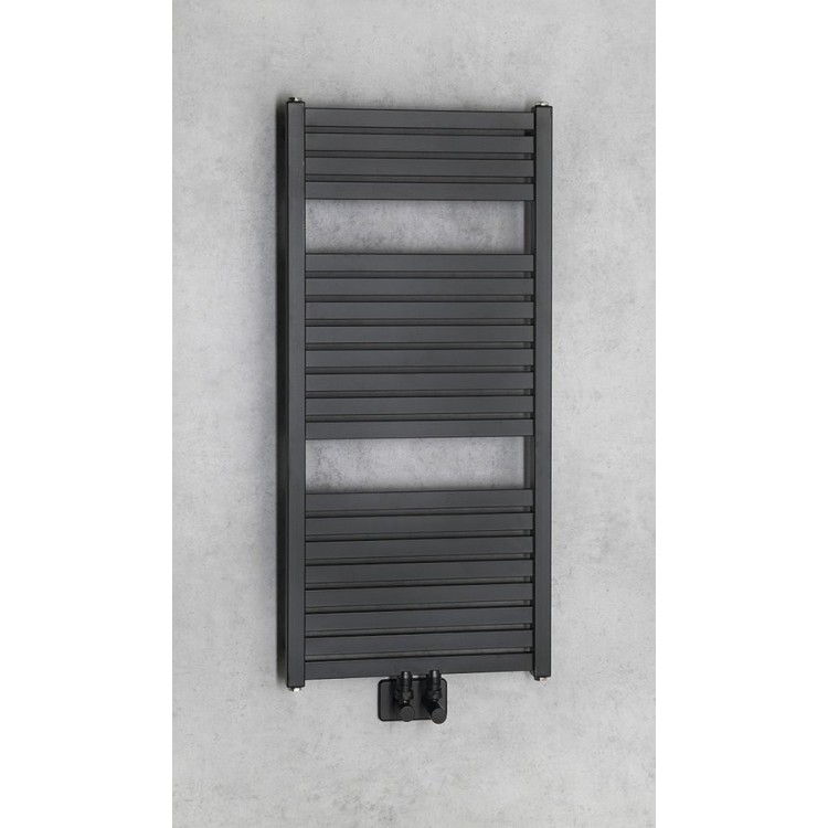 Dvieļu žāvētājs / Radiators AQUALINE Tondi 45x97cm, matēti melns DT456T Dvieļu žāvētājs / Radiators AQUALINE Tondi 45x97cm, matēti melns DT456T
