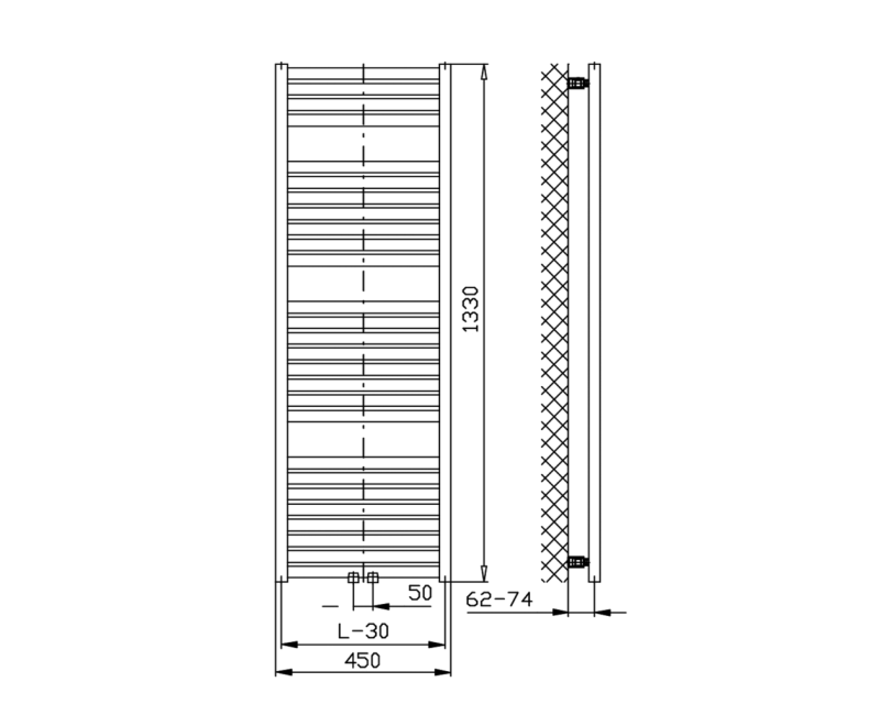 Полотенцесушитель / Радиатор AQUALINE Tondi радиатор 45x133 см, белый DT470T