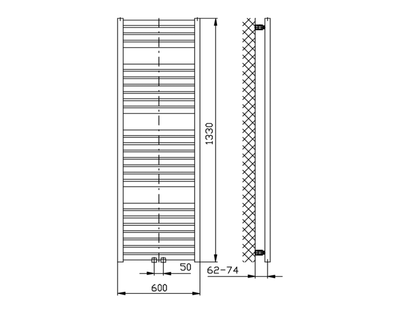 Полотенцесушитель / Радиатор AQUALINE Tondi 60x133c, матовый черный DT486T