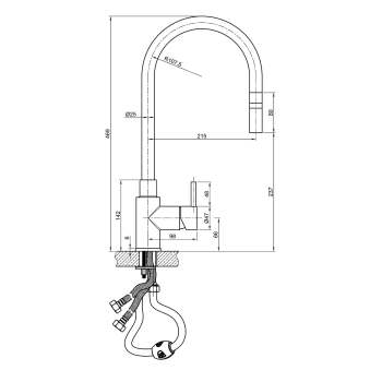 Смеситель для кухниSapho Duna с выдвижной лейкой, нержавеющая сталь DU015