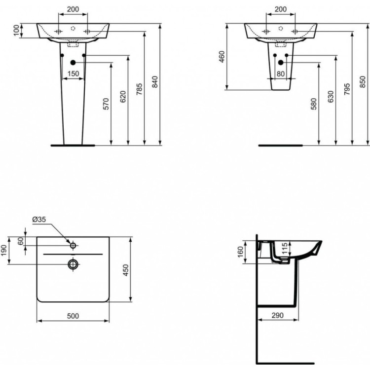 Vannas istabas izlietne Ideal Standard Connect Air Cube 50x45x16cm Balta