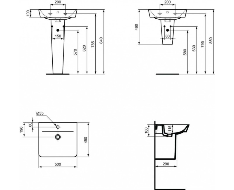 Vannas istabas izlietne Ideal Standard Connect Air Cube 50x45x16cm Balta