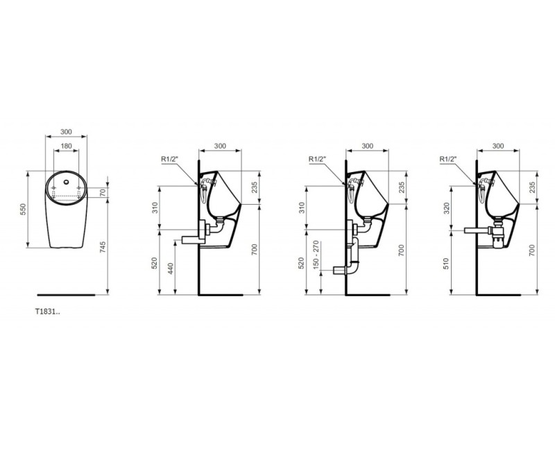 Писсуар Jika Sphero задний, белый