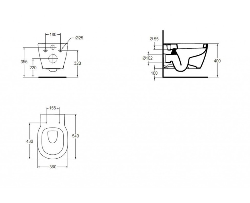 Piekaramais pods Ideal Standard Connect, bez vāka balts E823201
