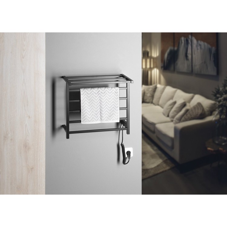 Dvieļu žāvētājs / Radiators Sapho Elzor elektriskais 50x47cm, 60 W, melns matēts EB510