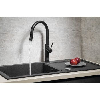 Virtuves maisītājs Sapho ar izvelkamu dušas izvadu, matēti melns FR576B