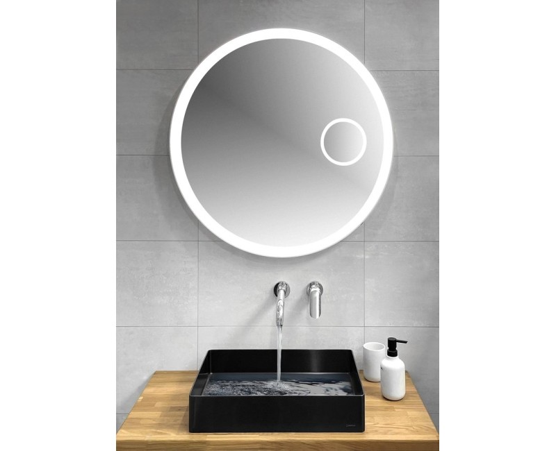 Косметическое зеркало Sapho Float со LED подсветкой, диаметр 90 см, ИК-датчик, белое FT900