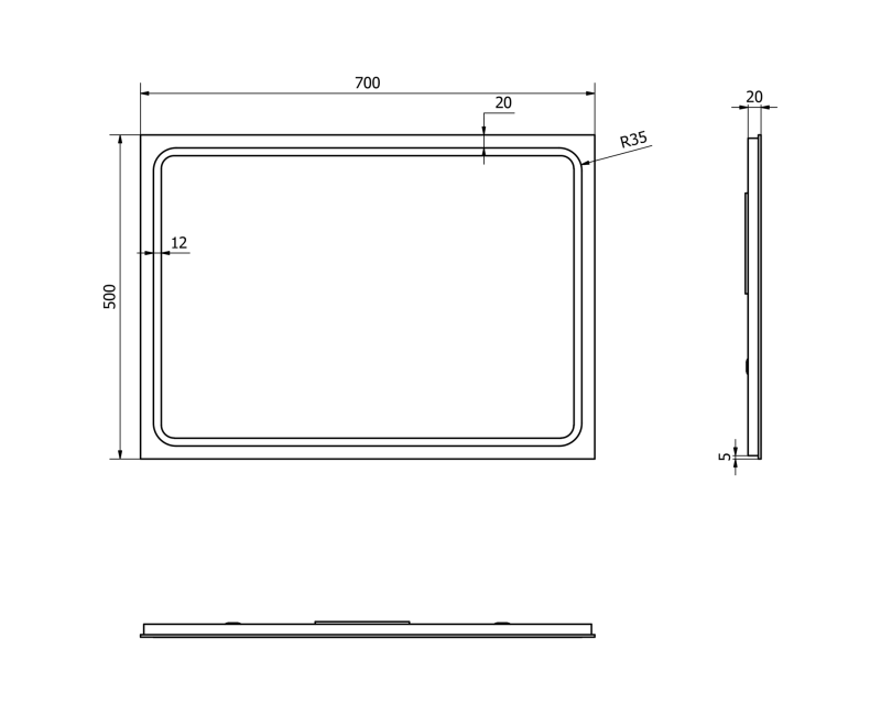 Vannas istabas spogulis Sapho Gemini II ar LED apgaismojumu 50x70cm  GM050