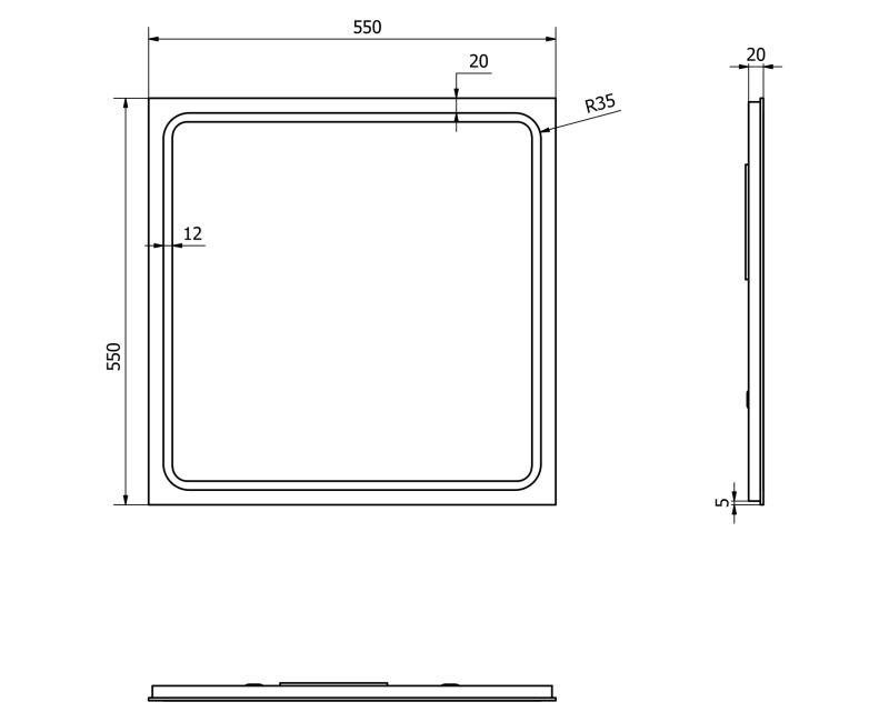 Vannas istabas spogulis Sapho Gemini II ar LED apgaismojumu, 55x55cm  GM055