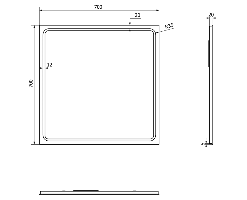 Зеркало для ванной Sapho Gemini II со LED подсветкой 70x70 см GM070