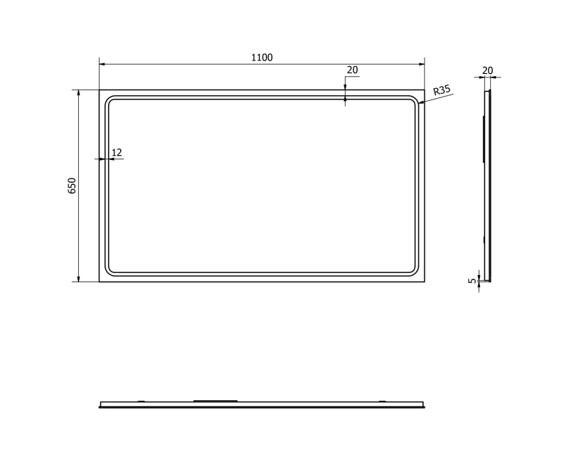 Vannas istabas spogulis Sapho Gemini II ar LED apgaismojumu 110x65cm  GM110