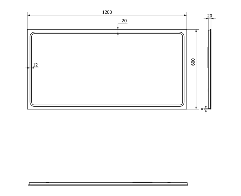 Vannas istabas spogulis Sapho Gemini II ar LED apgaismojumu 120x60cm  GM120