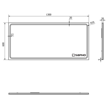 Зеркало для ванной Sapho Gemini II со LED подсветкой, 130x60 см GM130