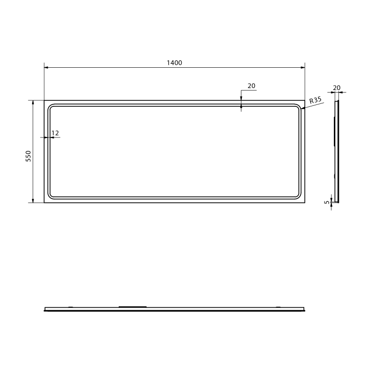 Vannas istabas spogulis Sapho Gemini II ar LED apgaismojumu 140x55 cm  GM140