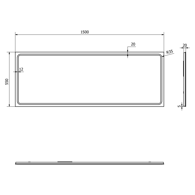 Зеркало для ванной Sapho Gemini II со LED подсветкой 150x55см GM150