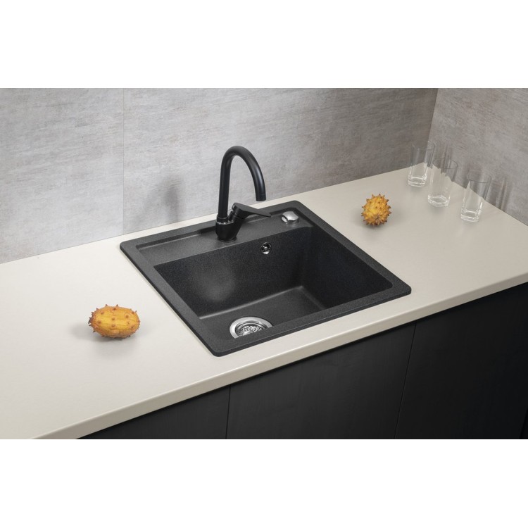 Кухонная мойка Sapho Granite, 53x50см, черная GR1034
