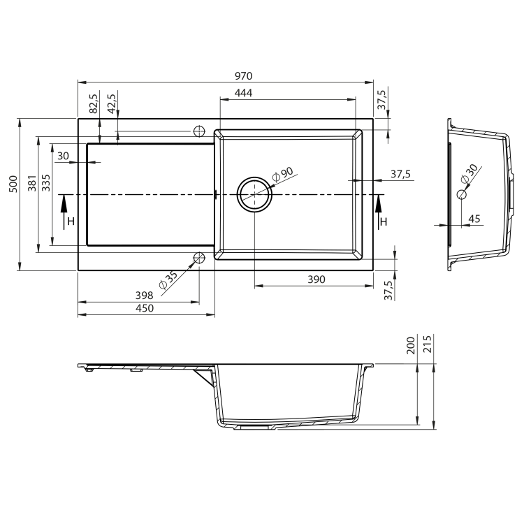 Кухонная мойка Sapho Granite, 97x50см, бежевая GR1612