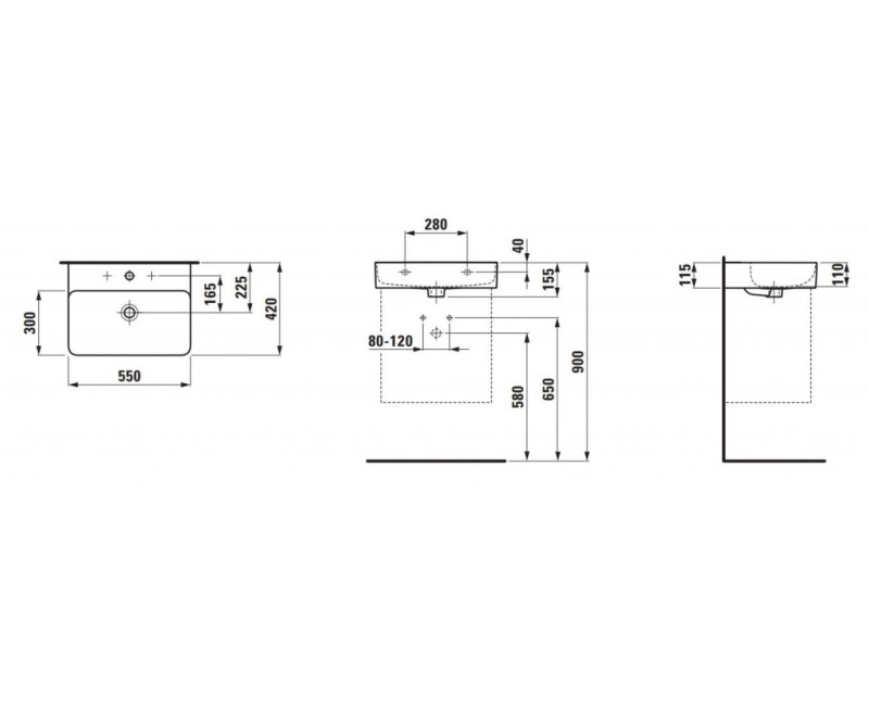 Vannas istabas izlietne Laufen VAL 55x42cm balta H8102820001041