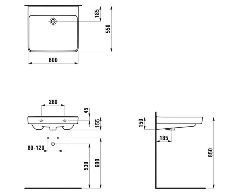 Vannas istabas izlietne Laufen Pro Liberty 60x55cm balta H8119500001091