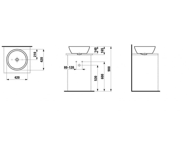 Vannas istabas izlietne Laufen Pro 42x42cm uz virsmas Balta