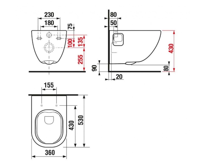 Piekaramais pods Jika Perla Rimless bez vāka balts H8207161000001