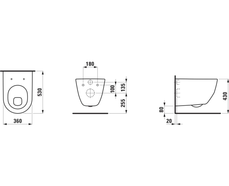 Подвесной унитаз Laufen Pro, без крышки H8209594000001 Белый