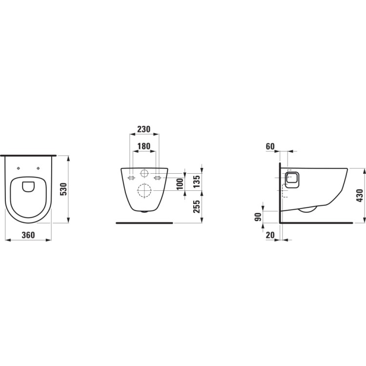 Подвесной унитаз Laufen Pro Rimless без крышки, H8209644000001 Белый