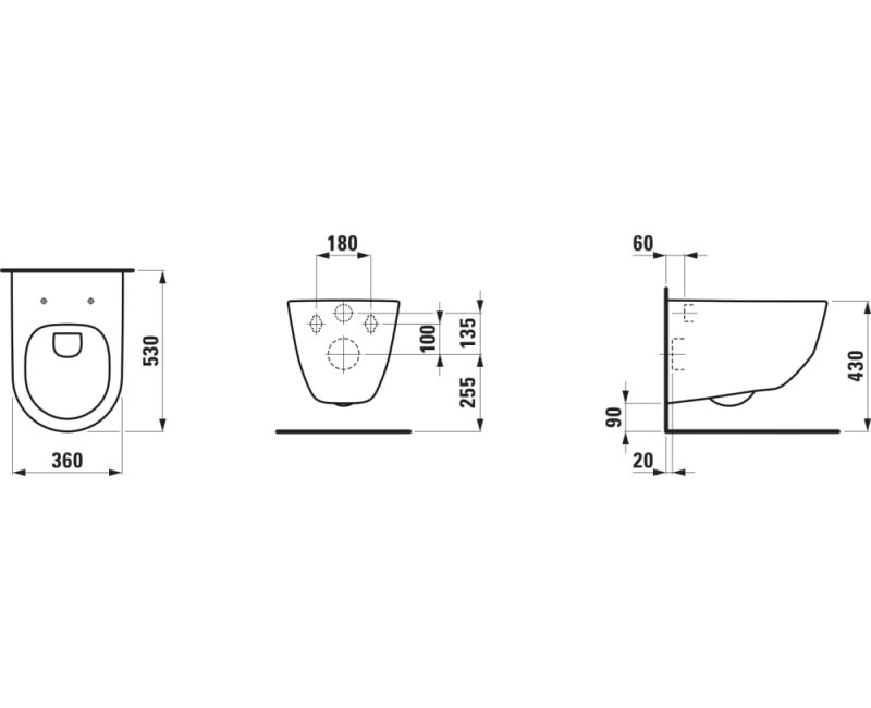 Подвесной унитаз Laufen Pro Rimless Без крышки H8209664000001 Белый