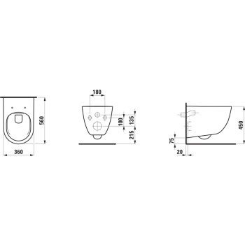 Подвесной унитаз Laufen Pro Rimless Без крышки, H8219624000001 Белый