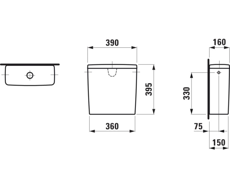 Смывной бачок для унитаза Laufen Pro 37x15 см, подвод воды сзади, белый H8299510009711