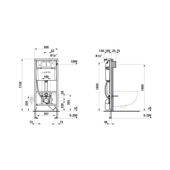 Встраиваемая рама для унитаза Laufen Lis 500 x 140 x 1120 мм H8946610000001