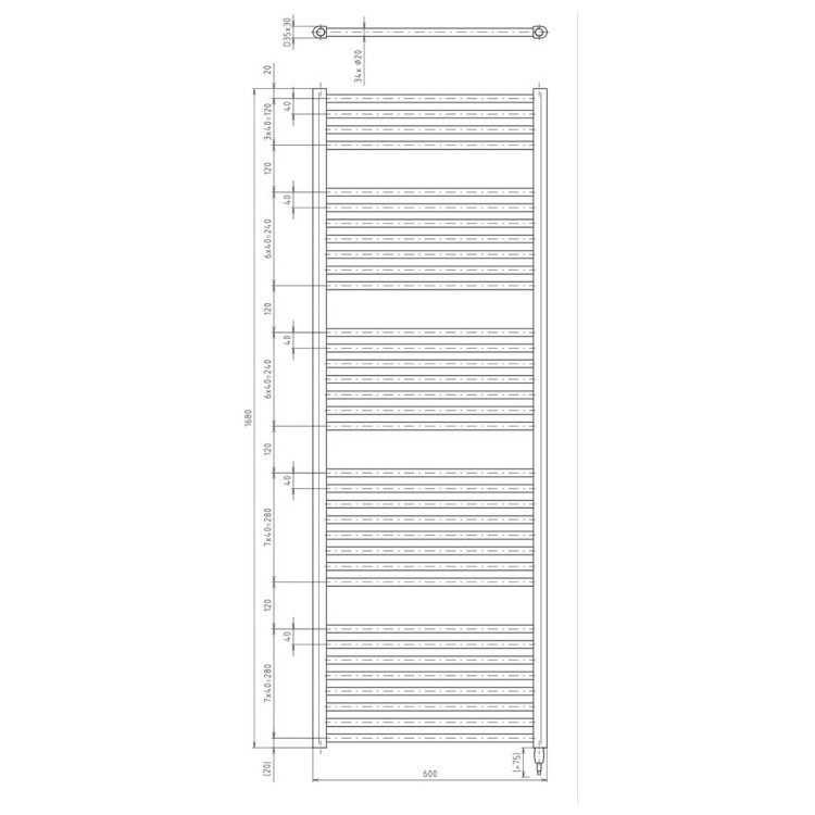 Dvieļu žāvētājs / Radiators AQUALINE DIRECT-E elektriskais 600x1680mm, 800 W, melns ILE66TB
