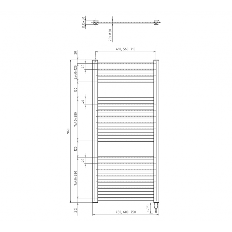 Dvieļu žāvētājs / Radiators AQUALINE DIRECT-E elektriskais 450x960mm 300W, melns ILE94TB Dvieļu žāvētājs / Radiators AQUALINE DIRECT-E elektriskais 450x960mm 300W, melns ILE94TB