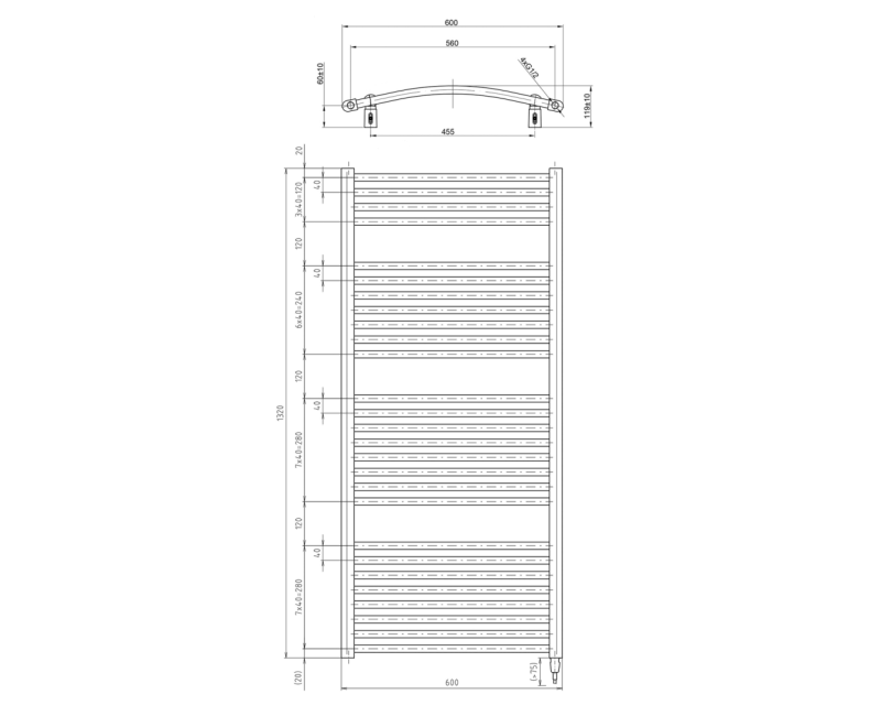 Dvieļu žāvētājs / Radiators AQUALINE Orbit-E Elektriskais 45x93cm, 381 W, balts ILEO36T