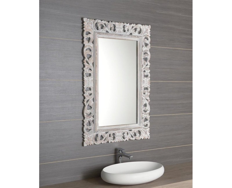 Vannas istabas spogulis Sapho Scule Ierāmēts 80x12 cm, balts  IN324