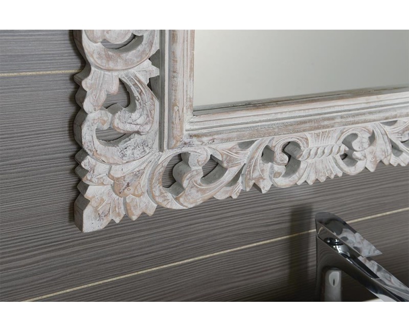 Vannas istabas spogulis Sapho Scule Ierāmēts 80x12 cm, balts  IN324